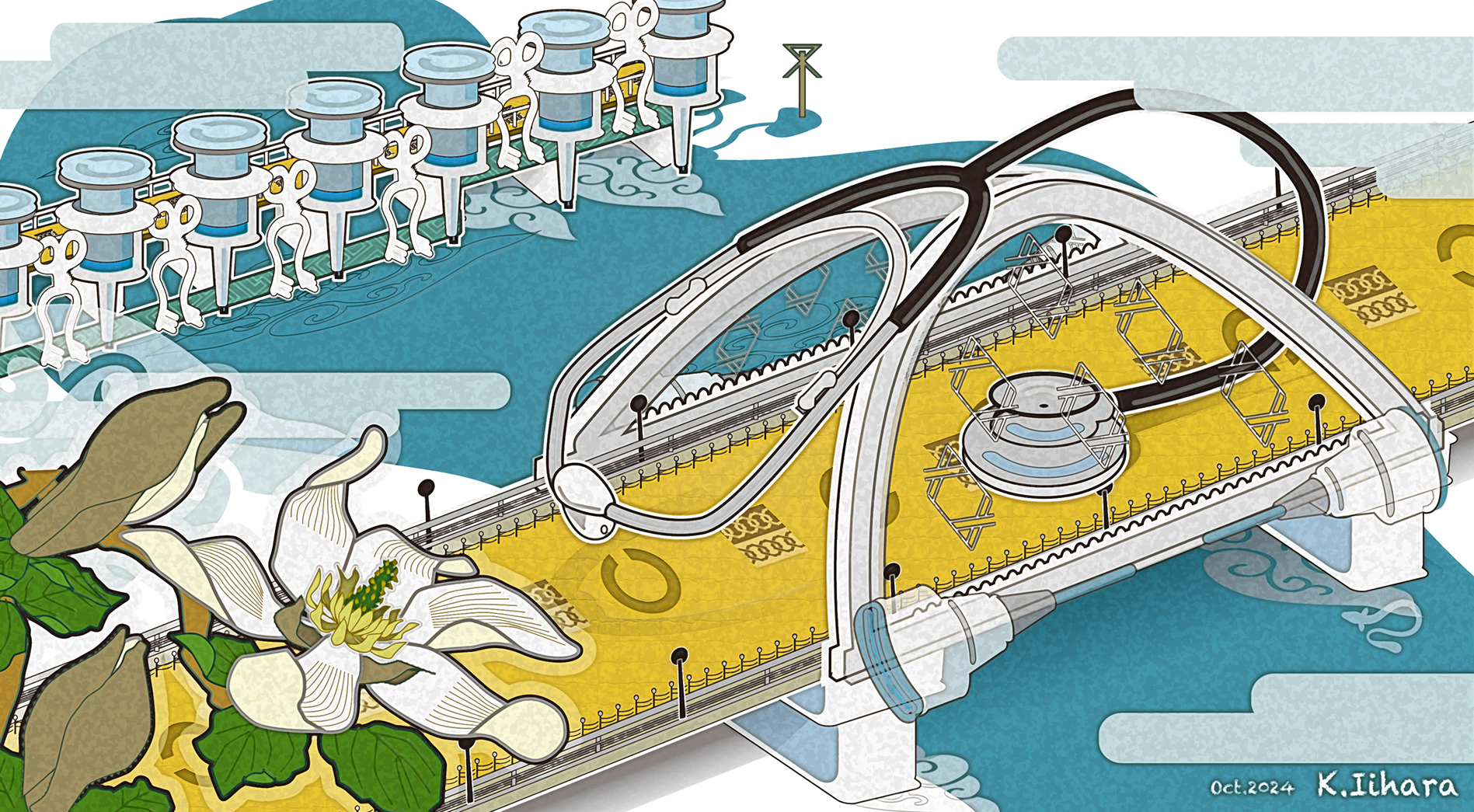 長柄橋/イラスト作成者 東淀川区医師会理事　飯原啓介