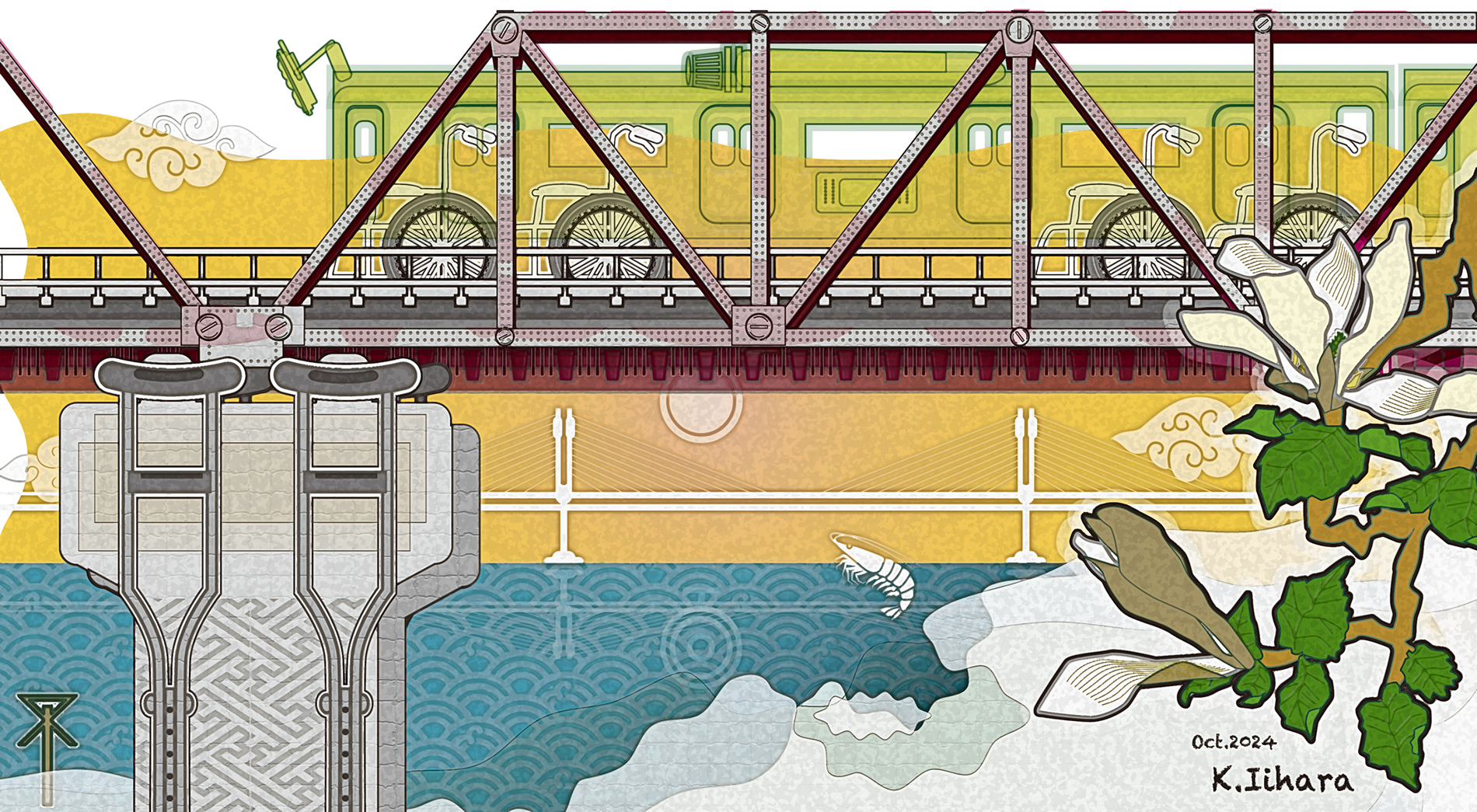 豊里大橋/イラスト作成者 東淀川区医師会理事　飯原啓介